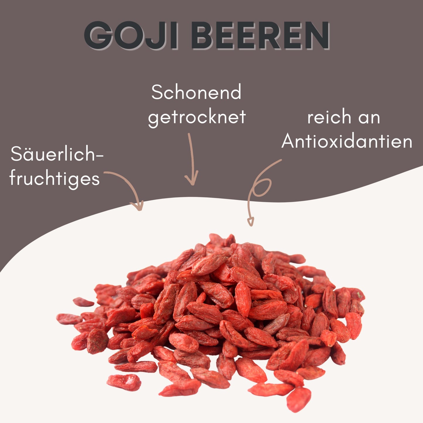 Goji Beeren Topping - Pure Xocolate - Nahrungsmittel, Getränke & Tabak - Goji Beeren Topping, schonend getrocknet, säuerlich