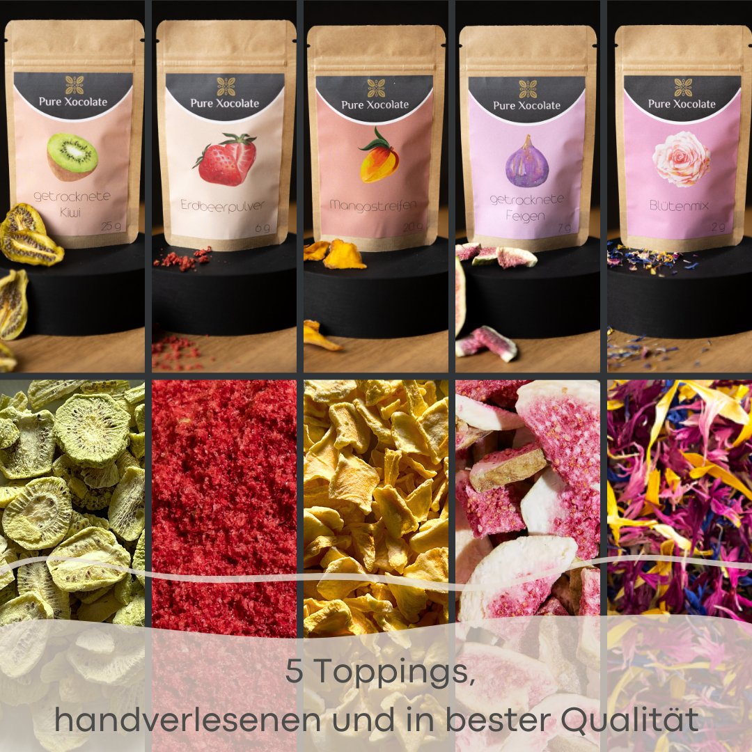 Schokoladen DIY-Komplett-Set (mit Toppings) - Pure Xocolate - DIY-Set Geschenk-Set -