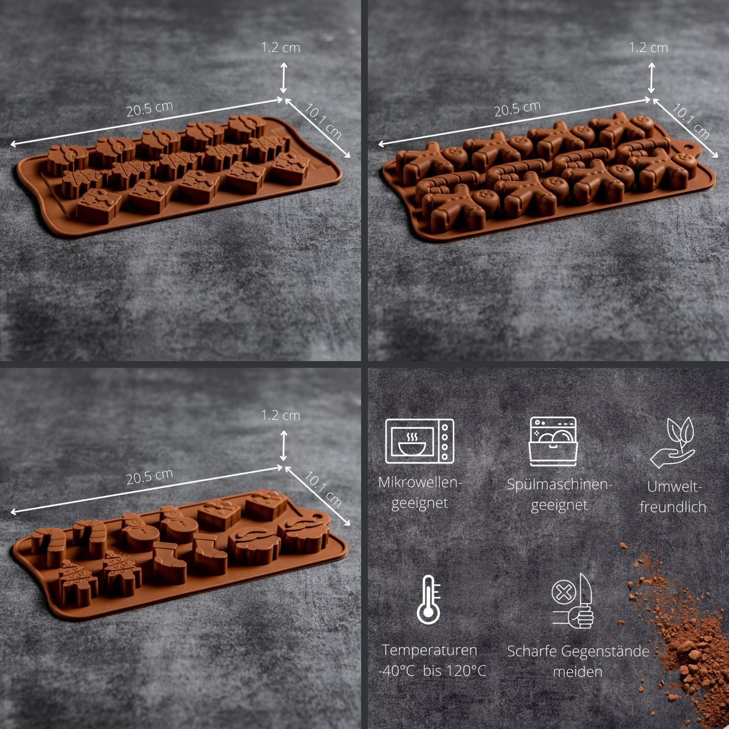 Silikonform (3er-Kombo) Weihnachtsmotive - Pure Xocolate - Silikonform - Silikonform (3er-Kombo) Weihnachtsmotive