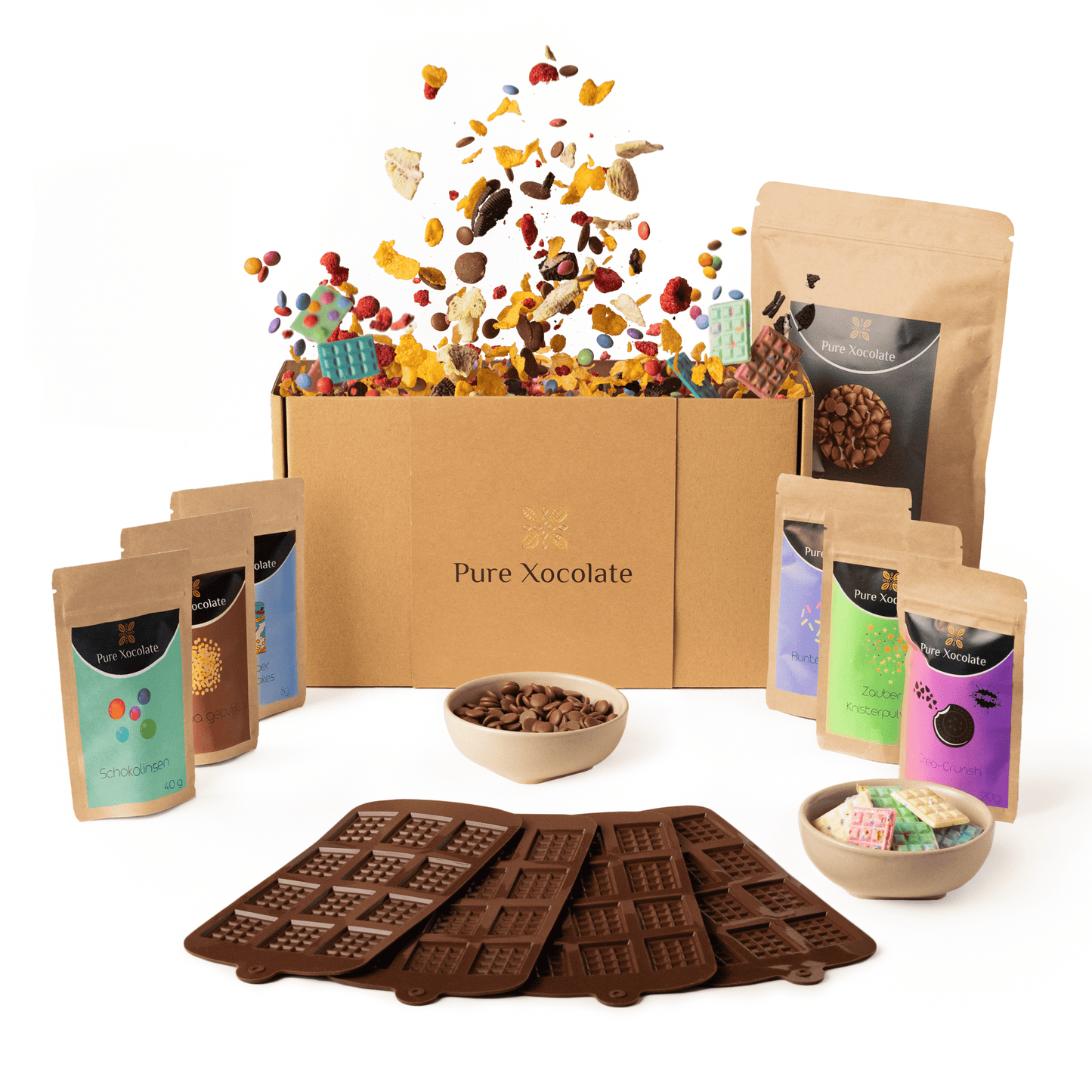 Komplettes Schoko-Partyset für Kinder – mit Silikonformen, Toppings & Verpackung in Geschenkbox