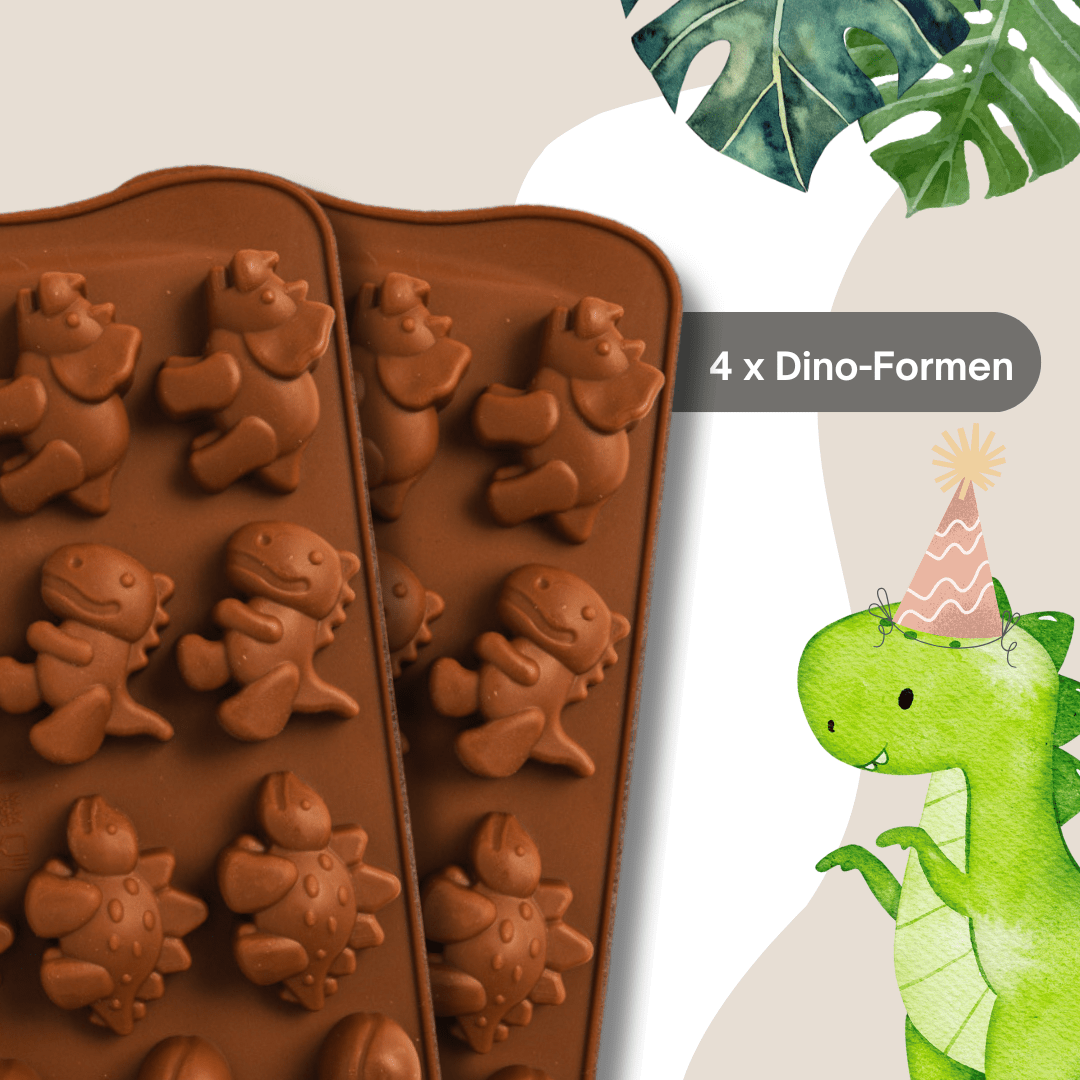 4er - Partyset für Kinder Schokolade selber machen (Dino) - Pure Xocolate - Kindergeburtstag - Set - 4er - Partyset für Kinder Schokolade selber machen (Dino)
