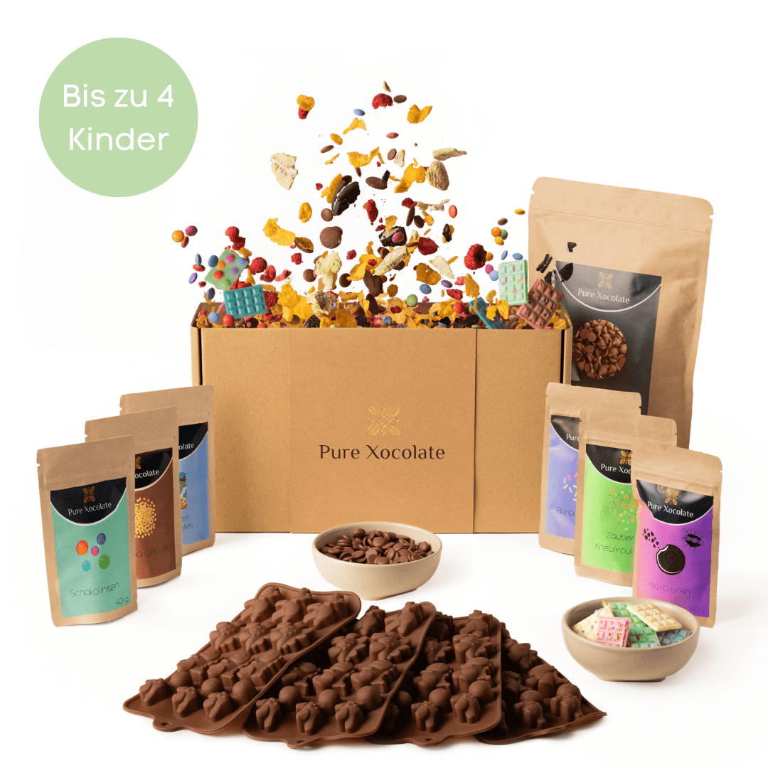 4er - Partyset für Kinder Schokolade selber machen (Dino) - Pure Xocolate - Kindergeburtstag - Set - 4er - Partyset für Kinder Schokolade selber machen (Dino)