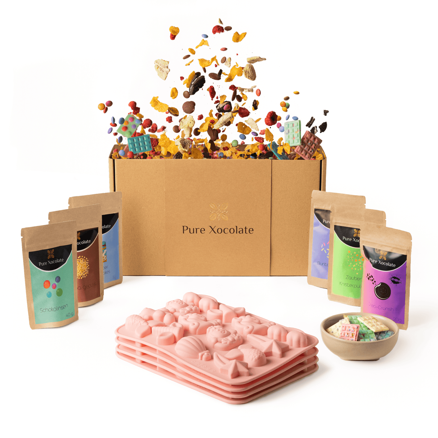 4er - Partyset für Kinder Schokolade selber machen (Einhorn) - Pure Xocolate - Kindergeburtstag - Set - 4er - Partyset für Kinder Schokolade selber machen (Einhorn)