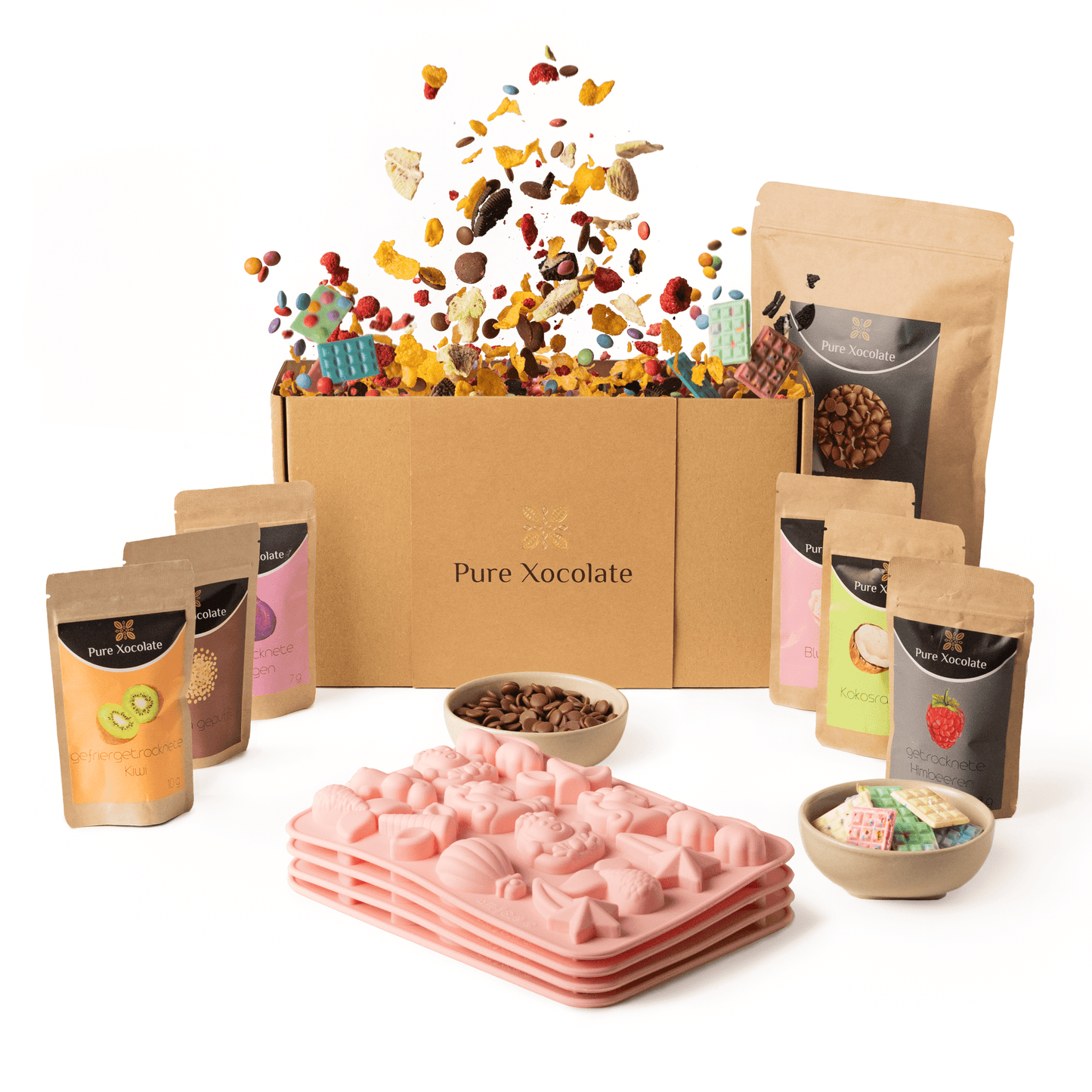 4er - Partyset für Kinder Schokolade selber machen (Einhorn) - Pure Xocolate - Kindergeburtstag - Set - 4er - Partyset für Kinder Schokolade selber machen (Einhorn)