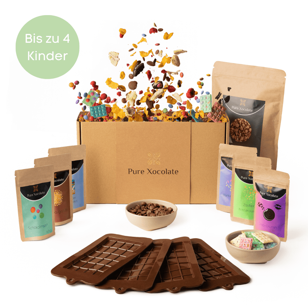 4er - Partyset für Kinder Schokolade selber machen (Minitafeln) - Pure Xocolate - Kindergeburtstag - Set - 4er - Partyset für Kinder Schokolade selber machen (Minitafeln)