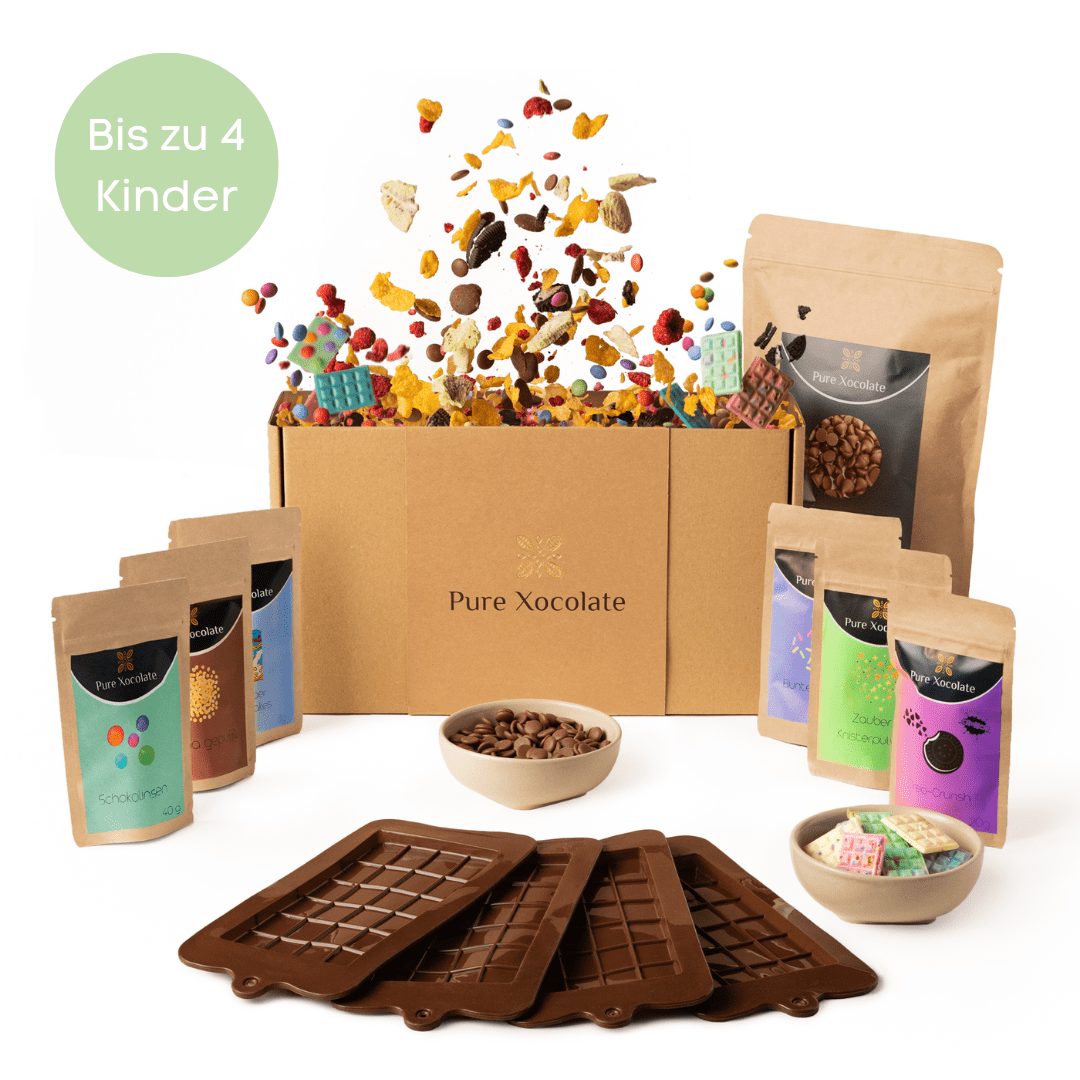 4er - Partyset für Kinder Schokolade selber machen (Minitafeln) - Pure Xocolate - Kindergeburtstag - Set - 4er - Partyset für Kinder Schokolade selber machen (Minitafeln)