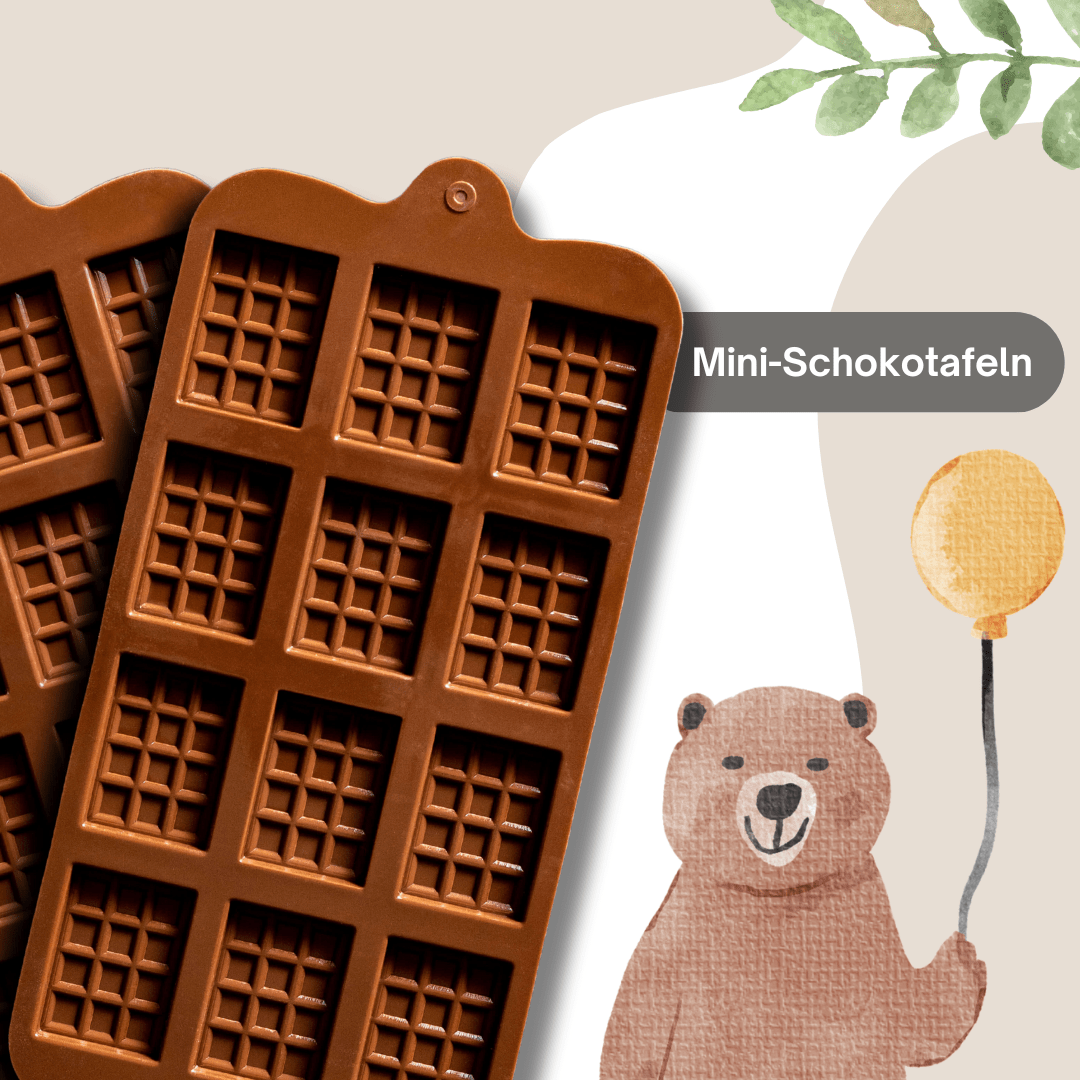 Mini-Schokoladenformen für Kinder zum Selbermachen – mit süßer Tiergrafik für kinderfreundliches DIY-Set