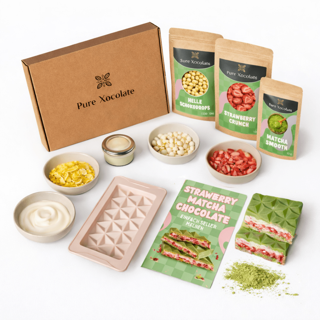 Strawberry Matcha Schokoladen DIY - Set - Pure Xocolate - Strawberry Matcha Schokoladen DIY - Set