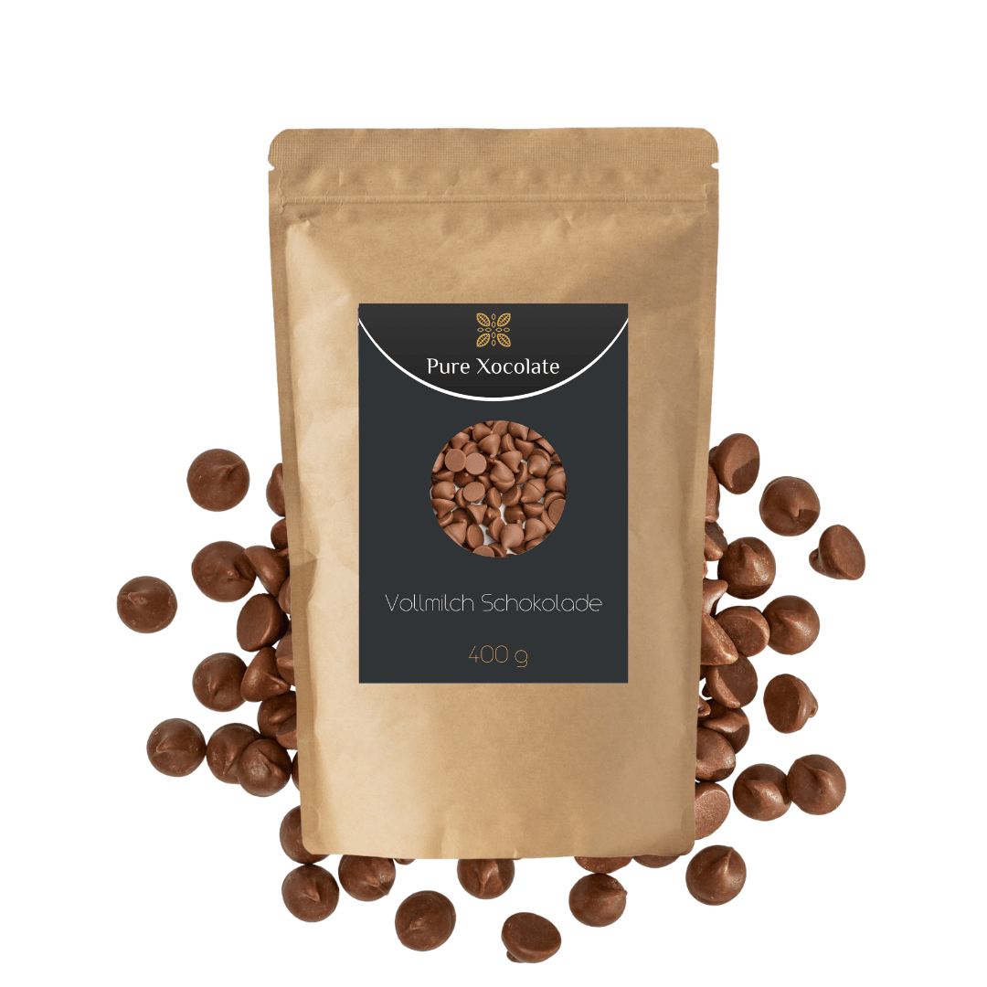 Vollmilch Schokoladendrops - Pure Xocolate - Nahrungsmittel, Getränke & Tabak - Vollmilch Schokoladendrops