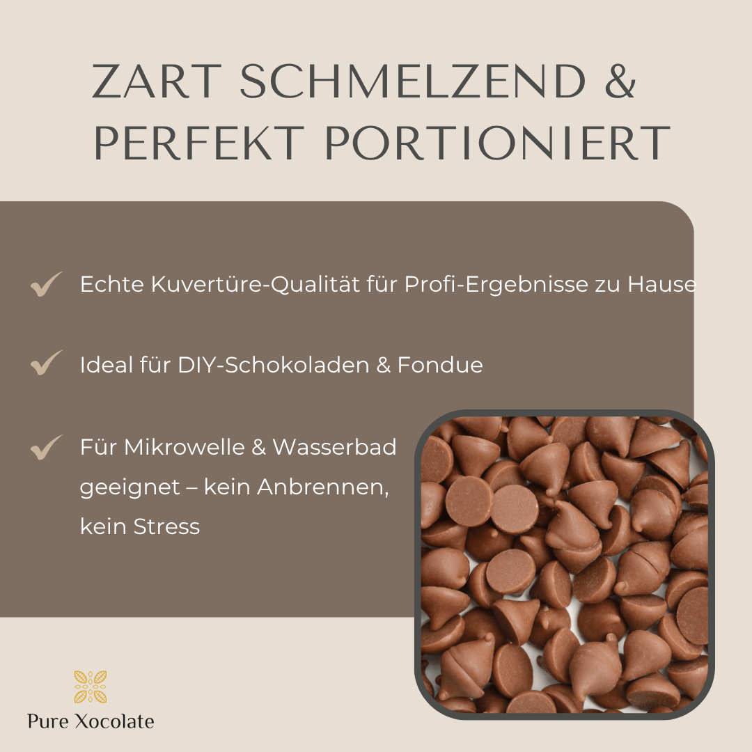 
                  
                    Vollmilch Schokoladendrops - Pure Xocolate - Nahrungsmittel, Getränke & Tabak - Vollmilch Schokoladendrops
                  
                